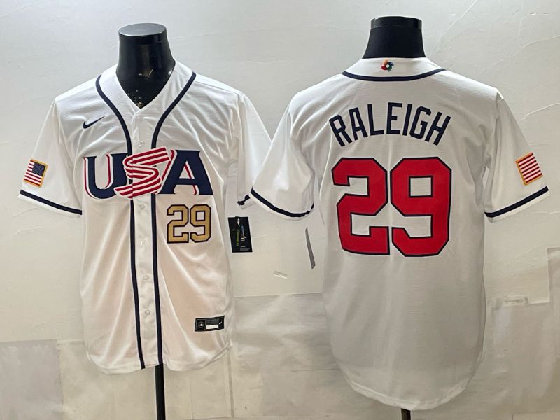 Men 2026 World Cub USA #29 Raleigh White Game Nike MLB Jersey style 003